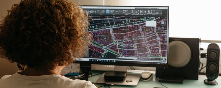 Engineer working on desktop computer