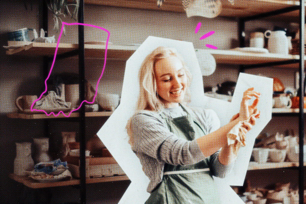 Indiana business owner in her shop.