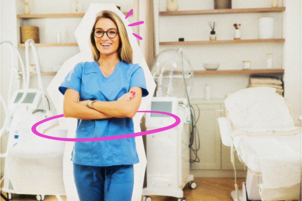 Smiling esthetician in her salon.