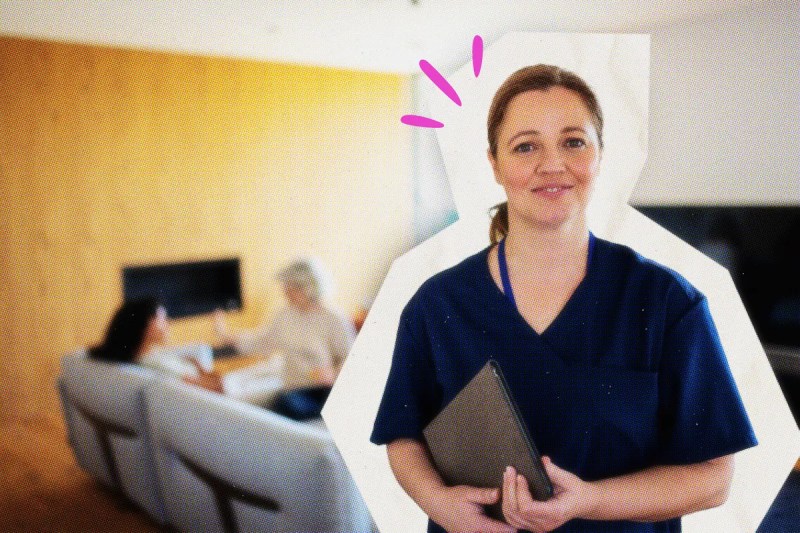 A female social worker in her office.