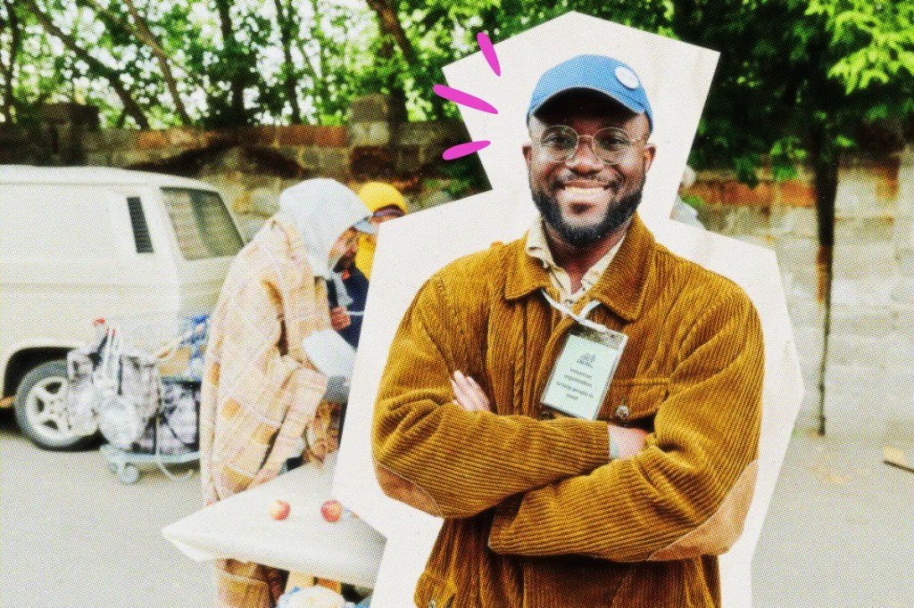 Smiling social worker with his arms crossed.